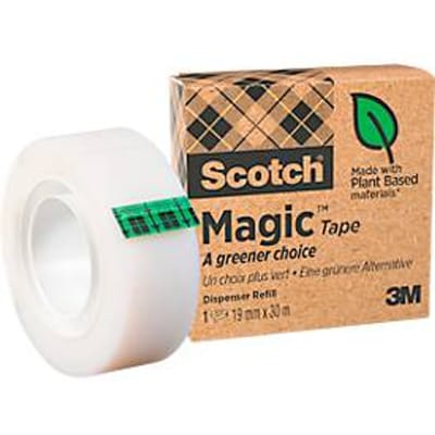 Scotch® Magic™ kleefband, universeel, met de hand scheurbaar, compatibel met Scotch® tafeldispensers, 66 % plantaardige kleefstof, L 30 m x B 19 mm, 1 rol