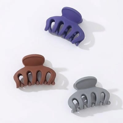 Set van 3 matte haarclips – haar klemmen – dames – kunststof haar accessoires – paars, bruin en grijs – stevige grip – brede klauwvorm voor diverse haarstijlen