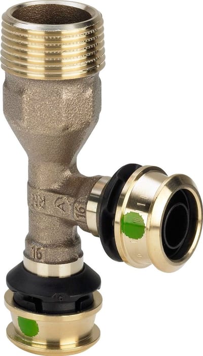 Viega Raxofix-T-stuk, R 1/2, d1 16, d2 16 siliciumbrons Model 5326.4, 647629