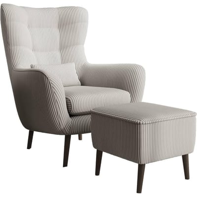 Fauteuil met hocker Verdiro ribstof | NADUVI Collection