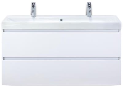 Maxx XL Badmeubelset 120 cm - Wit Hoogglans - Wastafel Just Enkel 2 Kraangaten