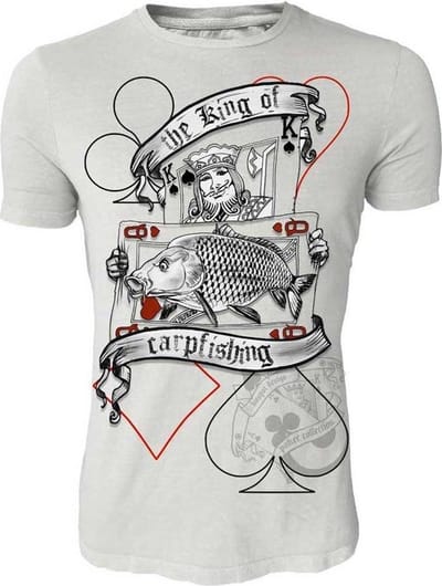 Hotspot Design The King Of Carpfishing T-Shirt - Light Grey - Maat XL - Grijs