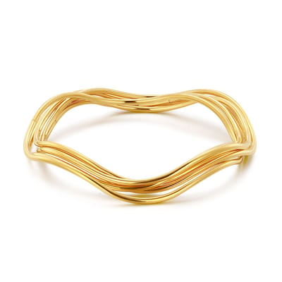 Twice As Nice Armband in edelstaal, golvende lijnen Goudkleurig 19cm