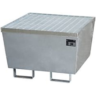 Opvangbak BAUER AM-1, met rooster, staal, 215 l, B 800 x D 800 x H 545 mm, gegalvaniseerd
