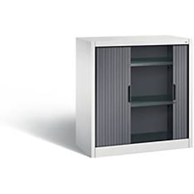 C + P Omnispace rolluikkast, 2 OH, afsluitbaar, B 1000 x D 420 x H 1030 mm, staal, lichtgrijs/zwartgrijs