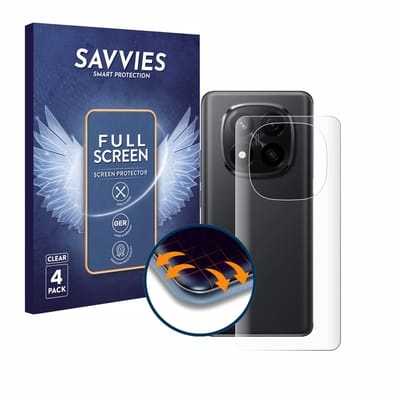 Savvies - Screenprotector voor Xiaomi Redmi Note 14 Pro Plus (Achterkant) - Folie Beschermfolie transparant volledig dekking 4 Stuks