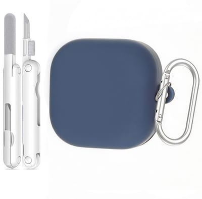 Telestore - hoesje geschikt voor Samsung Galaxy Buds 4 / 4 pro soft case cover - donker blauw - TPU hoesje Beschermhoes - Samsung Galaxy Buds 4 / 4 Pro Cover - Buds4 hoesje - gel hoesje met sleutelhanger + Oordopjes schoonmaak set