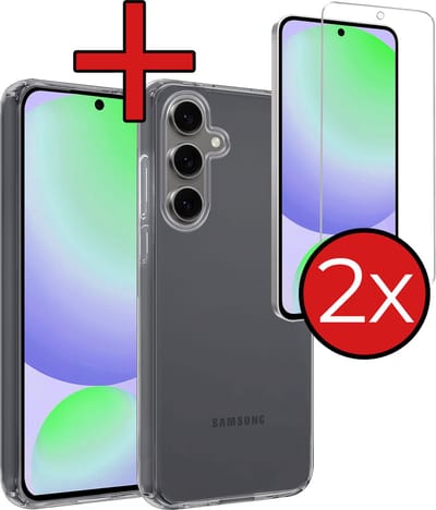 Hoesje - Met 2x Screenprotector - Geschikt voor Samsung Galaxy S24 FE - Sterk & Shockproof - Telefoon Hoes - Back Cover - Siliconen Case - Telefoonhoes - Transparant