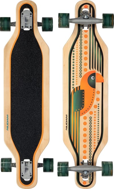 Nijdam Longboard Drop-Through 36" - Echo Coco - Hout - Zwart/Oranje