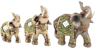 Groene Olifantenstandbeeld van Polyresin - Decoratieve Beeld voor Rijkdom en Geluk - Unieke Resin Decoratie voor Thuis en Kantoor (L)