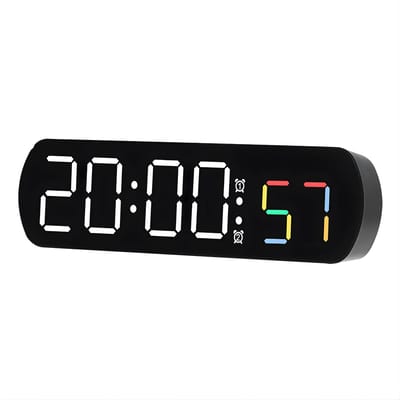 Digitale wandklok - Voor woonkamer of kantoor - Temperatuur- en vochtigheidsweergave, nachtmodus & snooze - Elektronisch LED, 12/24 uur - Wit