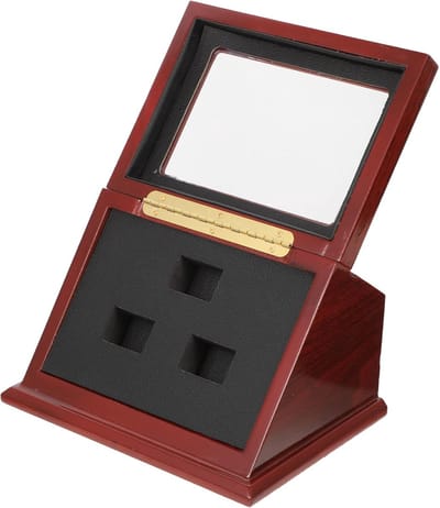 Houten Sieraden Display - Ring Koffer - Sieraden Opbergen - Helder Weergavevenster - 17.5x12.5cm - Bruin