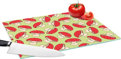 Glazen Snijplank - 39x28 - Paddenstoel - Rood - Patronen - Snijplanken Glas