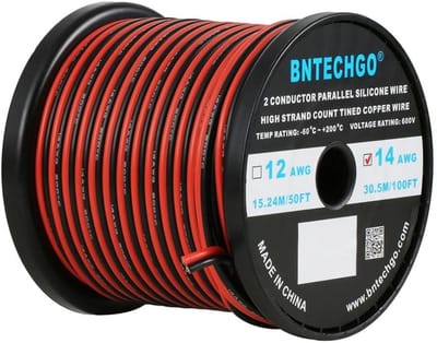 Flexibele siliconen draad - Parallelle geleiders - Ledverlichting aansluiten - Hoge temperatuurbestendigheid - 305 meter - Rood zwart