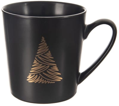 Merkloze Kerstmok - Zwarte Porseleinen Mok met Kerstboom Decoratie (500ml)