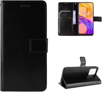 LuxeBass Hoesje geschikt voor RealMe 8 Pro - Boekhoesje met kaartvakken - Zwart gsm hoesje - telefoonhoes - telefoonhoesjes