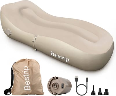 Opblaasbaar Ligbed met Elektrische Pomp – Oplaadbaar Luchtbed voor Camping, Strand & Tuin – Inclusief Draagtas