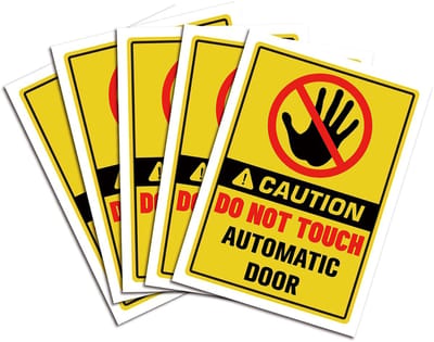 Allecto - Waarschuwingsbordstickers - Veiligheidstickers - Waterbestendig - Vinyl - Automatische deur - Zelfklevend - Voor deuren en ramen