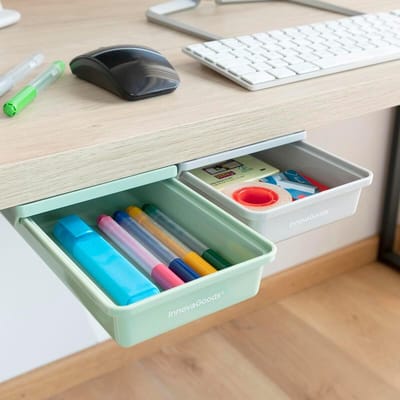 Onderbureau Laden - Bureau Opbergers - Bureau Organiseren - Zelfklevend Compact - 12 x 4 x 26 cm - Wit
