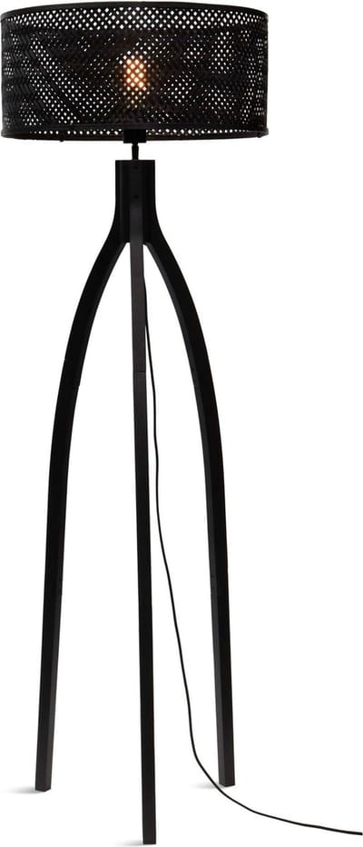 GOOD&MOJO Vloerlamp Java - Bamboe Zwart - 50x50x145cm - Driepoot - Modern - Staande lampen voor Woonkamer - Slaapkamer