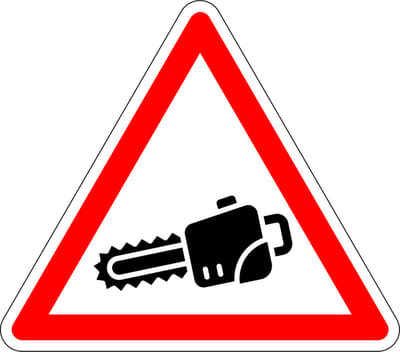 Pas op kettingzagen sticker 100 mm