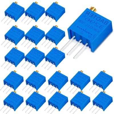 Trimmer Potentiometer - Verstelbare Weerstand Variabele - Elektronische Projecten - Multiturn Instelling - 20K Ohm - Blauw