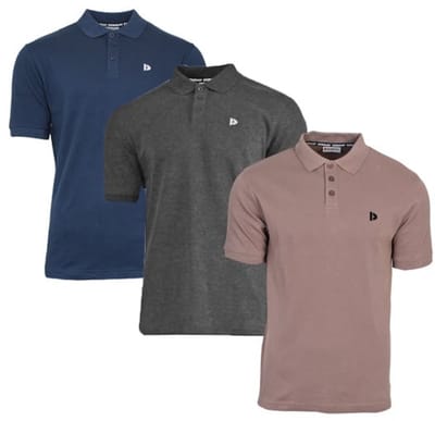 3-Pack Donnay - Polo (Noah) - Sportpolo - Heren - Navy/Charcoal/Taupe Grey (758) - maat S