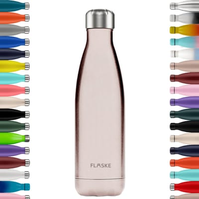 FLASKE Original Drinkfles 500 ml - Geïsoleerde RVS Waterfles - BPA-vrij - 12u Warm & 24u Koud - Geschikt als Thermosfles en Thermoskan - Water Bottle Stainless Steel - Pearl