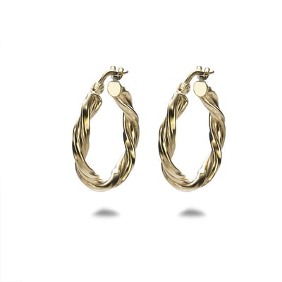 Twice As Nice Oorbellen in 18kt verguld zilver, gedraaide oorring, 20 mm