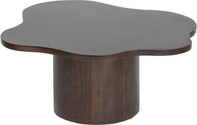 Salontafel Fiore Massief Mangohout Walnoot 98x90x40 cm - Organische Woonkamertafel - Unieke Houten Salontafel - Stijlvol en Tijdloos Design