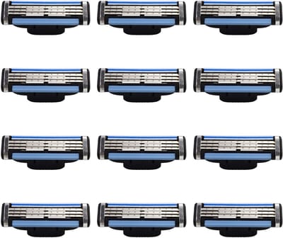 Set van 12 Vervangende Scheermesjes voor Mannen, Scherpe en Nauwkeurige Blades met Glijstrip, Ideaal voor een Grondige en Zachte Scheerbeurt, Duurzaam en Huidvriendelijk
