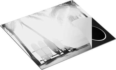 Chefcare Inductie Beschermer Tropisch Strand met Surfborden - Zwart Wit - 60x50 cm - Afdekplaat Inductie - Kookplaat Beschermer - Inductie Mat