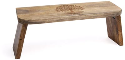 Meditatiebankje Levensboom mangohout - (Inklapbaar) – ± 48 cm x 18 cm