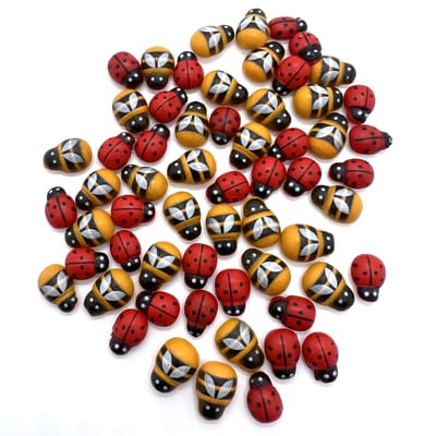 100 stuks Zelfklevende Houten Bijen en Lieveheersbeestjes Stickers - Minikunstige Handgemaakte Decoratieve Stickers Geschikt voor DIY Scrapbooking black