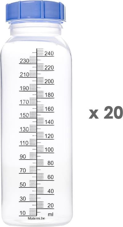 20x Materni Moedermelkflessen 240 ml met dop tbv borstvoeding