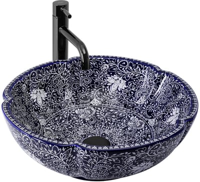 Rea Sevilla - Wastafel Op Het Aanrecht - Blauw - rond - 42,5X42,5X15Cm