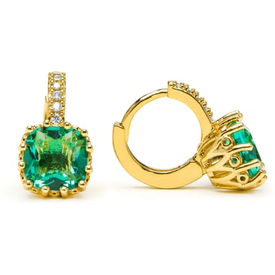 Luxenter Oorbellen met groene Paraiba hydrothermale kwarts, afgewerkt in 18k geelgoud - Rilhi