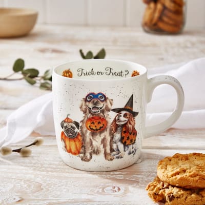 Wrendale XXL Mok - Large 'Trick or Treat' dog Halloween Mug - Royal Worcester
