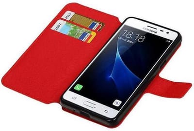 Cross Pattern TPU Bookstyle Hoesje - Wallet Case Telefoonhoesje - Geschikt voor Samsung Galaxy J3 Pro Rood