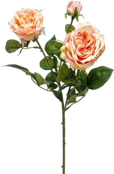 Emerald - Kunstbloem Roos 58cm peach/roze - Kunstplant voor binnen
