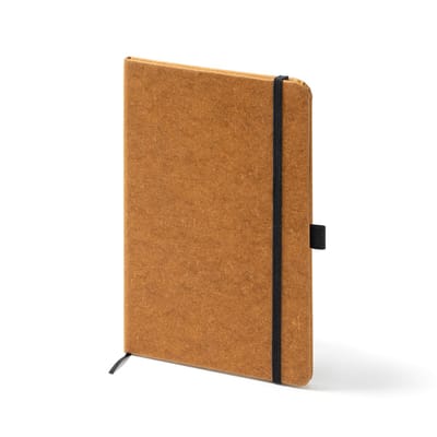 Notitieboek Bruin A5 omslag gerecycled leer harde kaft bladwijzer en elastische band 100 vellen gelinieerd model Korum