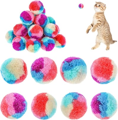 30 stuks vilten ballen, katten, kleine pluche ballen, regenboog, kattenspeelgoed, ballen, kattenballen, speelbal, katten, kleurrijke kattenbal, zachte kattenballen, interactief voor
