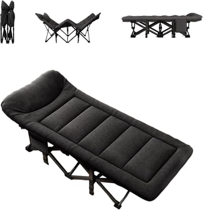 Opvouwbaar Logeerbed - Campingbed Gastenbed - Comfortabel Slapen - Met Geheugen Hoofdsteun - 195 x 95 cm - Zwart