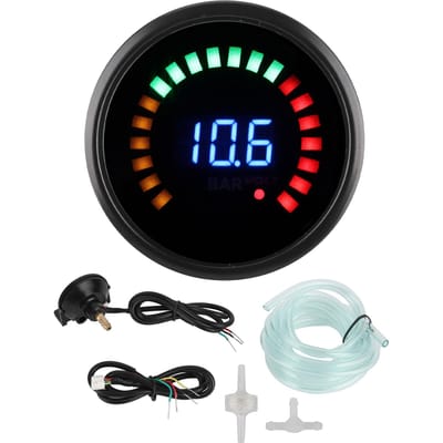 Manomètre Turbo Boost Voltmètre Universel 52mm Affichage Numérique LED 12V Compteur 2 en 1 Cadran Noir black