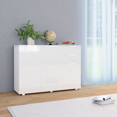 vidaXL - Dressoir - 107x35x80,5 - cm - hoogglans - wit