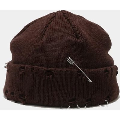 Winter Harajuku Y2k Mutsen Gebreide Muts Vrouwen Mode Warme Dikke Gorro Mannen Hip Hop Pin Gat Skullcap Korte Hoed unisex Basic Cap 54-59cm koffie