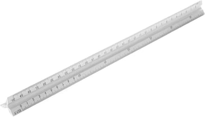 Driehoek Liniaal - Technische Schaalliniaal - Tekenen Ontwerpen - Drie Schaalniveaus - 30 cm - Zilver