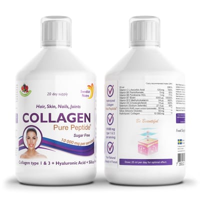 Swedish Nutra – Collagen 10000 Bovine – Suikervrij – Met Hyaluronzuur, Biotine & Vitamine C – Natuurlijke Bessensmaak