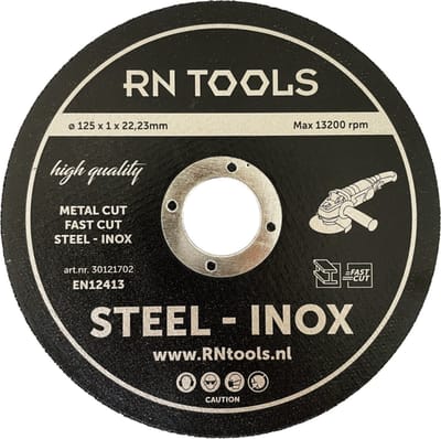 RNtools Doorslijpschijven 125 mm – 25 stuks - slijpt door Aluminium - Staal - RVS - Plastic (Te gebruiken op Makita - Festool - Milwaukee - DeWalt en alle andere haakse slijpers met 22,23 mm asgat.)