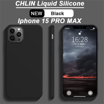 CL CHLIN Siliconen Hoesje voor iPhone 15 Pro Max – Zwart – Zachte Binnenvoering – Verhoogde Randen